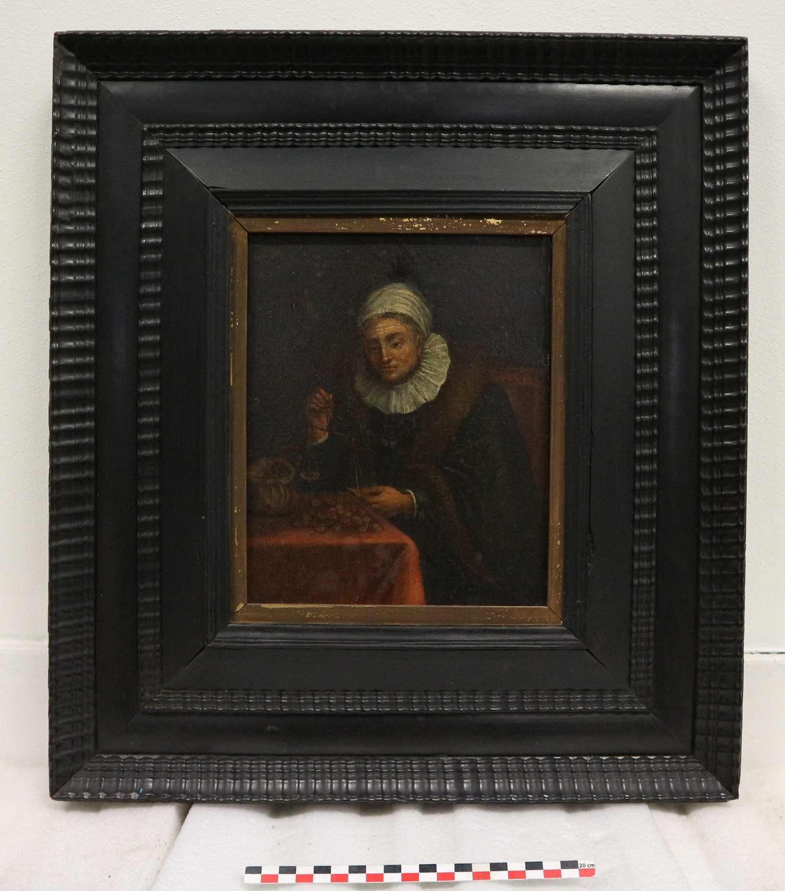 Image représentant Une femme pesant de l'or - Tableau