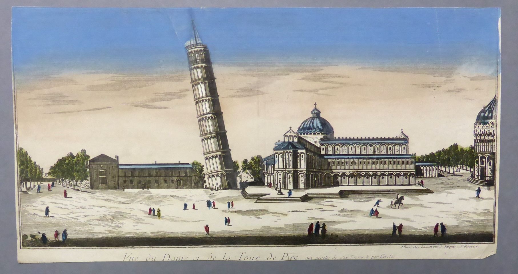 Image représentant Vue du dôme et de la tour de Pise - Estampe