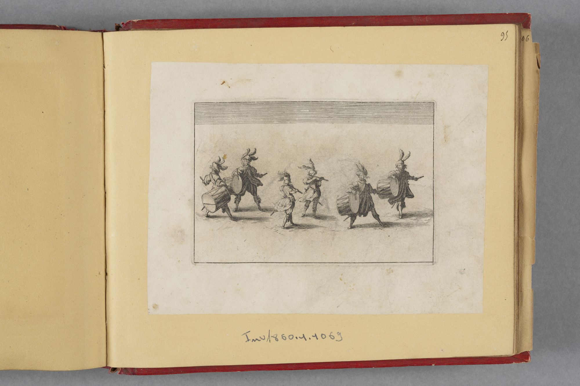 Image représentant Musiciens : tambours et flûtes - Estampe