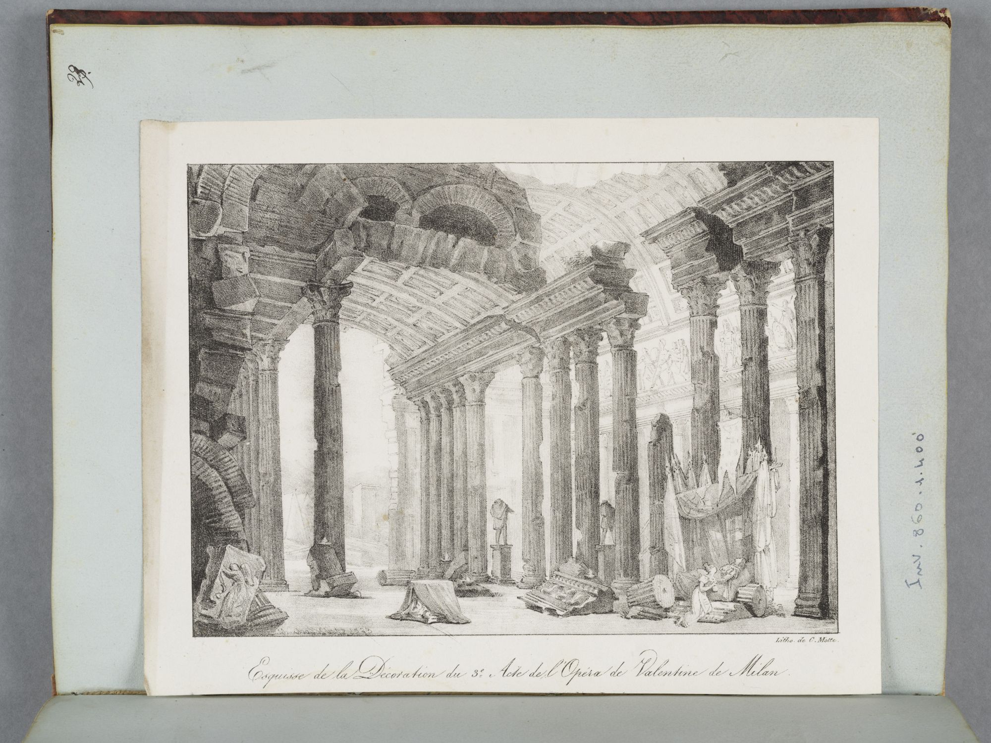 Image représentant Esquisse de la Décoration du 3e Acte de l'Opéra de Valentine de Milan - Estampe