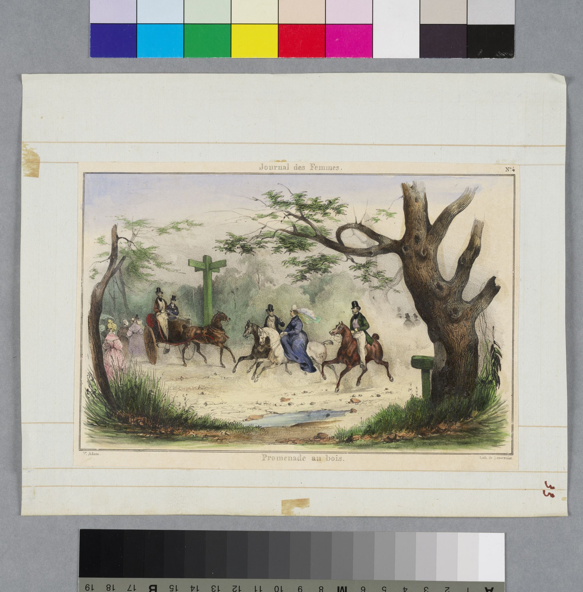 Image représentant Journal des Femmes.
Promenade au bois. - Estampe