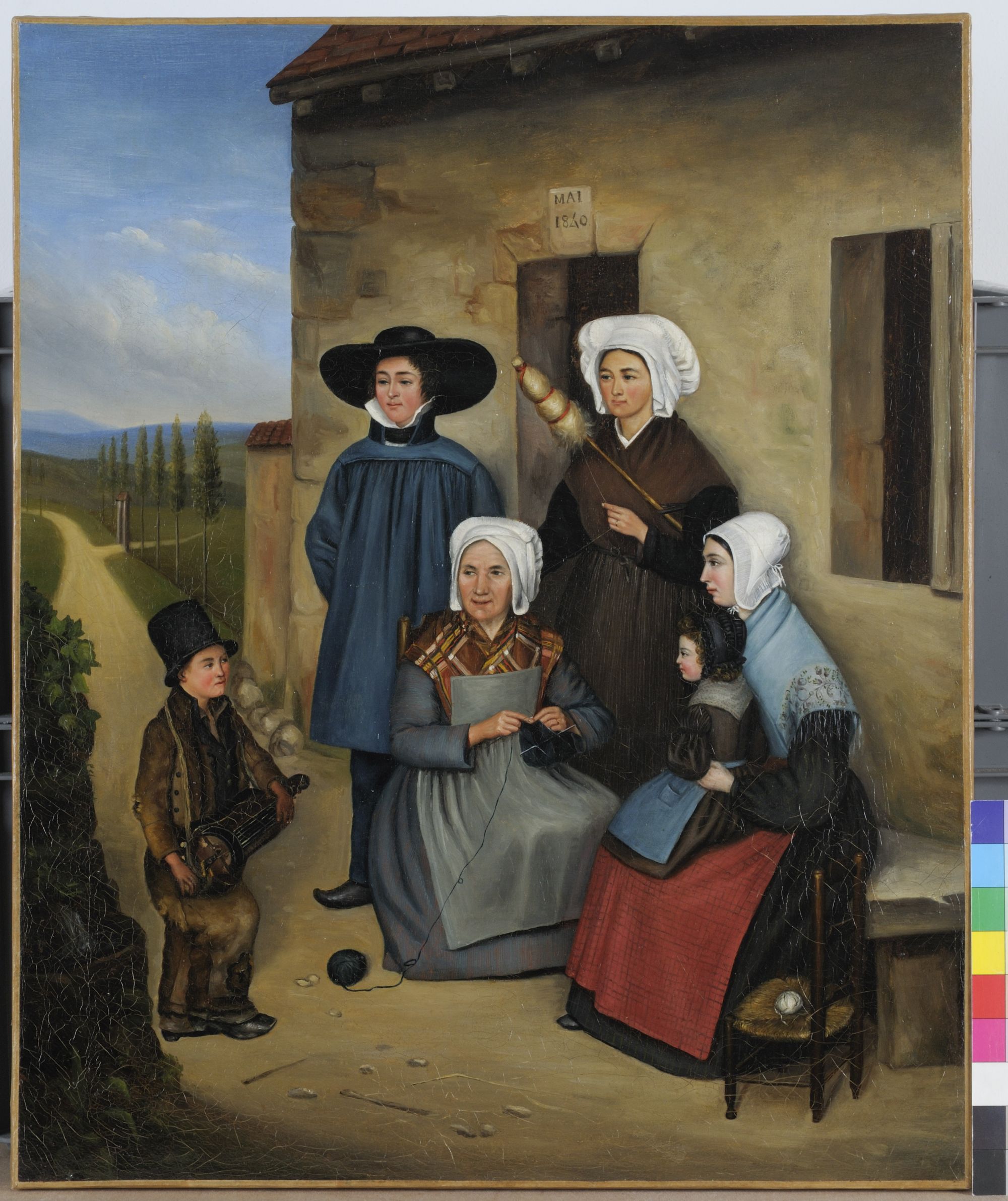 Image représentant Jeune vielleur savoyard jouant devant une famille berrichonne (1840) -