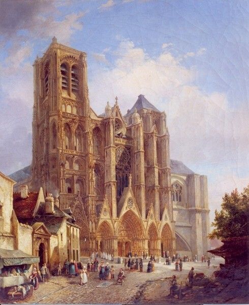 Image représentant Vue de la façade occidentale de la Cathédrale de Bourges - Tableau