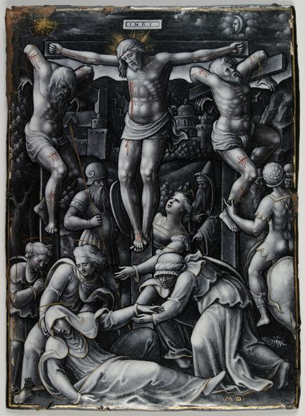 Image représentant La Vierge évanouie au pied du calvaire - Plaque