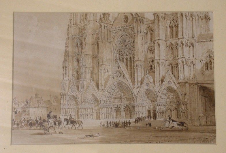 Image représentant Bourges, cathédrale de Bourges, façade occidentale - Dessin