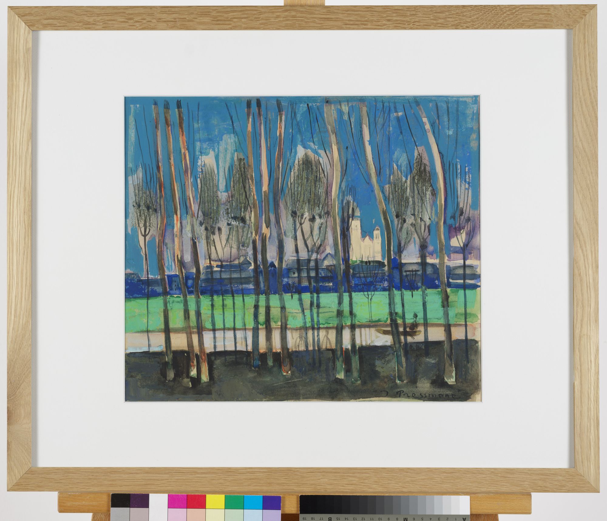 Image représentant Vue de Bourges à travers les arbres du canal - Tableau