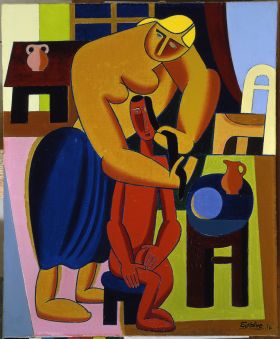 Image représentant Toilette à l'enfant rouge - Tableau