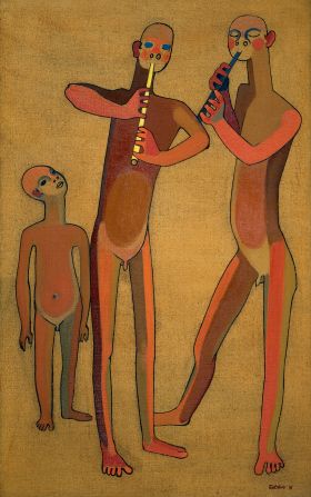 Image representing Joueurs de flûte - Tableau.
