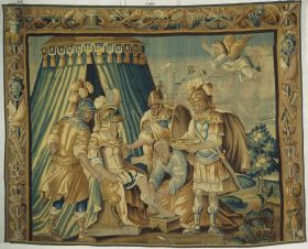 Image représentant Godefroy de Bouillon soigné miraculeusement - Tapisserie
