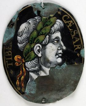Image représentant Tête laurée de Tibère - Médaillon