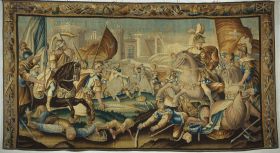 Image représentant Scène de combat de cavalerie - Tapisserie