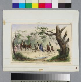 Image représentant Journal des Femmes.
Promenade au bois. - Estampe